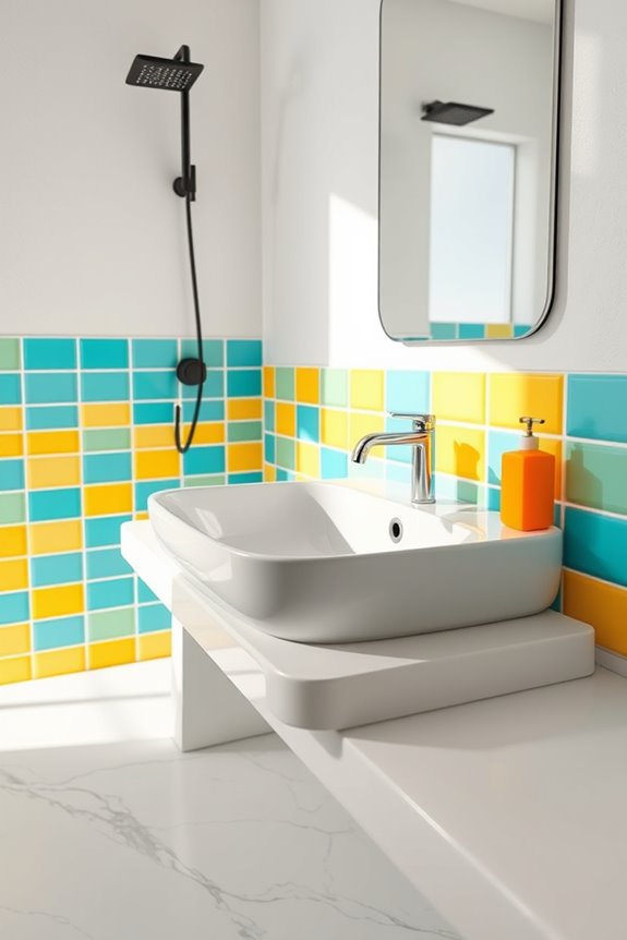 bright colorful bathroom hardware