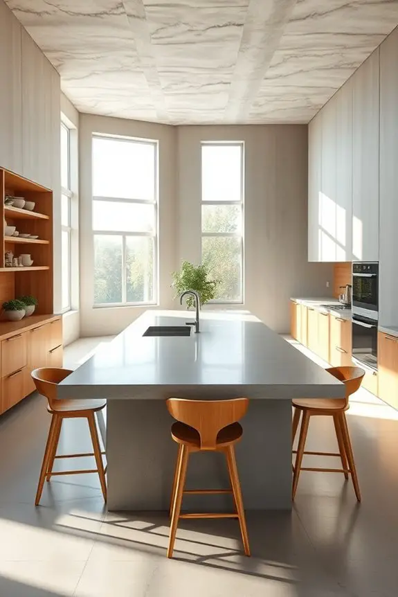 bright concrete warm wood