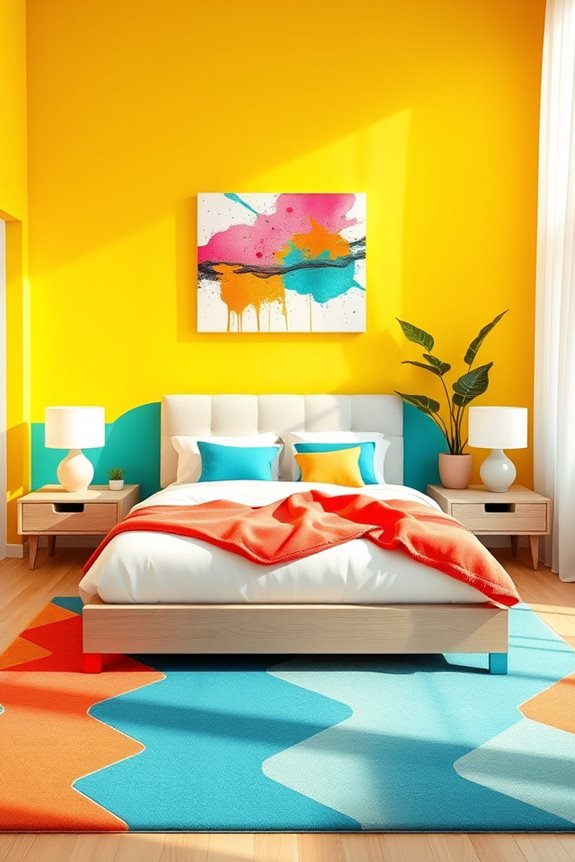 bright energetic bedroom decor