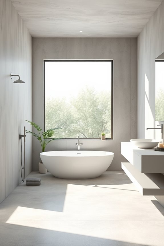 bright inviting concrete bathroom