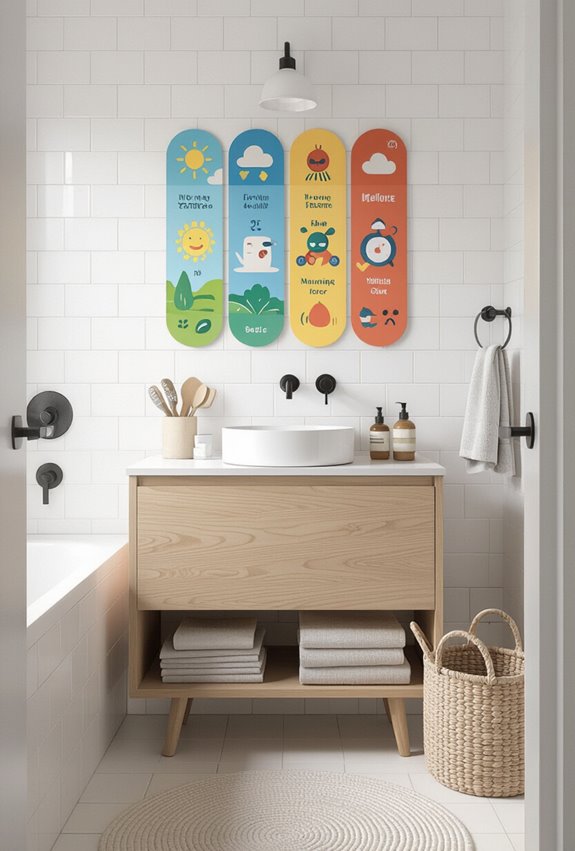 bright peel and stick routine decals