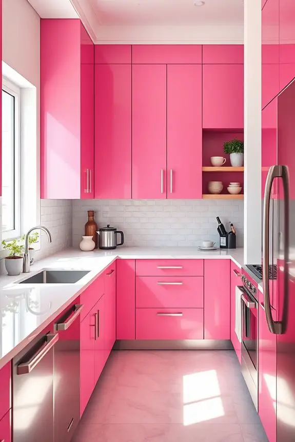 bright pink kitchen decor
