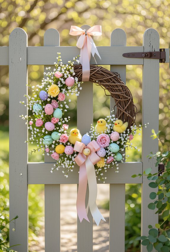 bright spring wreath with chicks