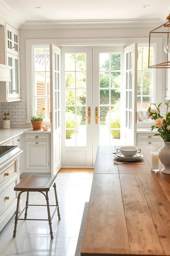 brighten kitchen with french doors
