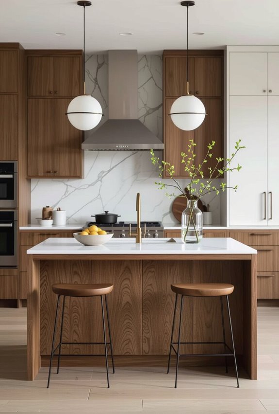 brown island with dual countertops