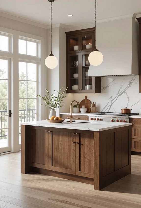 brown island with pantry