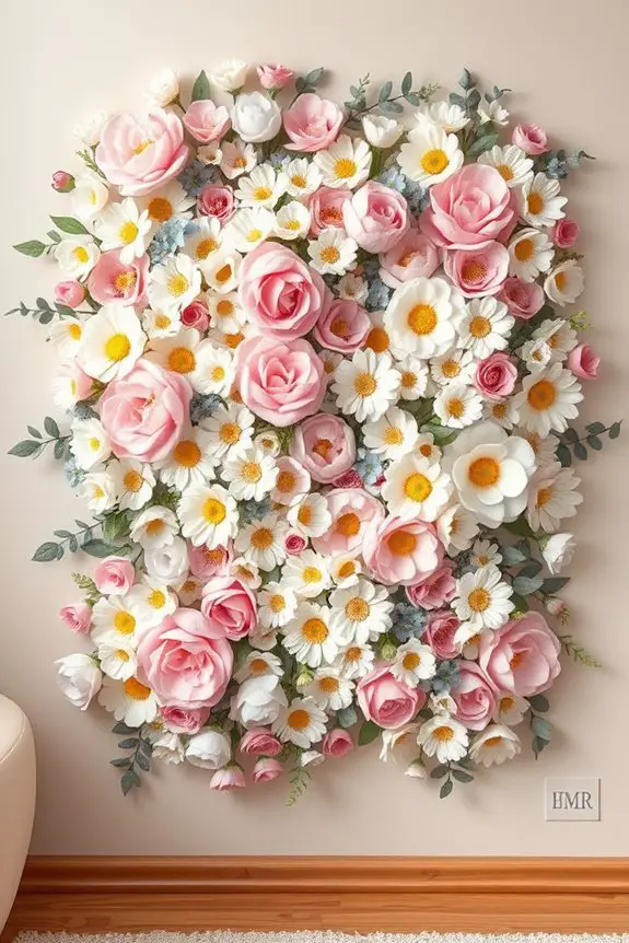 budget friendly flower wall