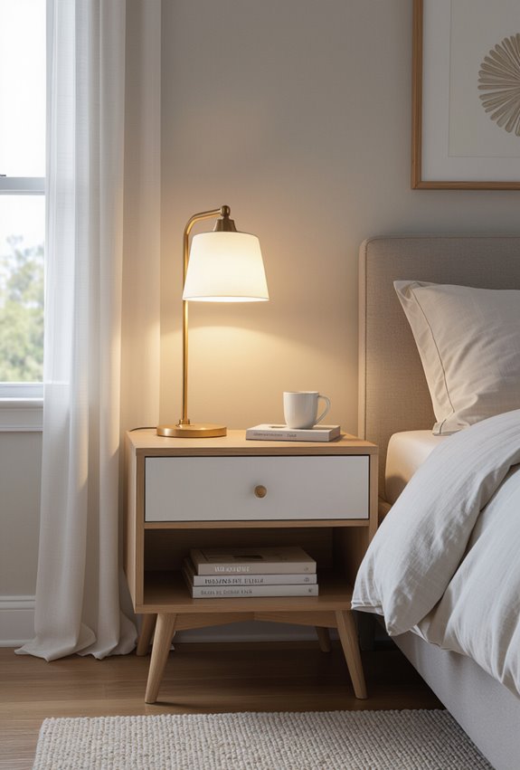 built in adjustable touch light nightstand