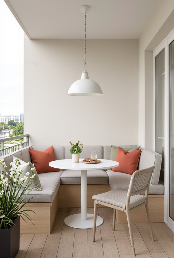 built in compact banquette dining