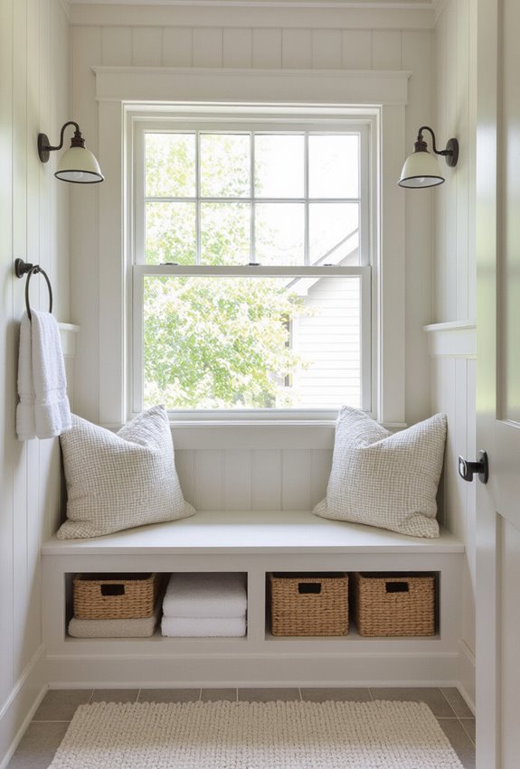 built in cottage towel seat
