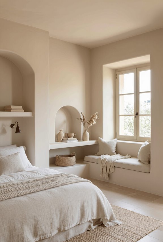 built in curved plastered niches