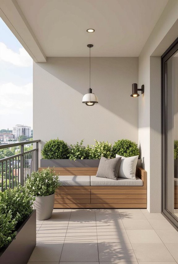 built in planter bench seating