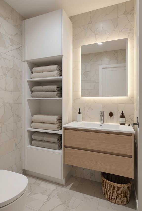 built in pull out towel storage