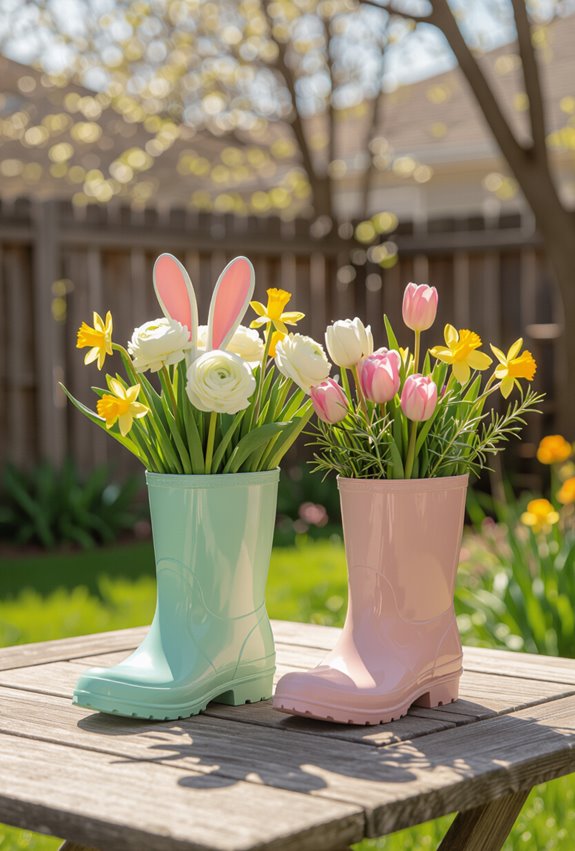 bunny boot whimsical rain boot planter