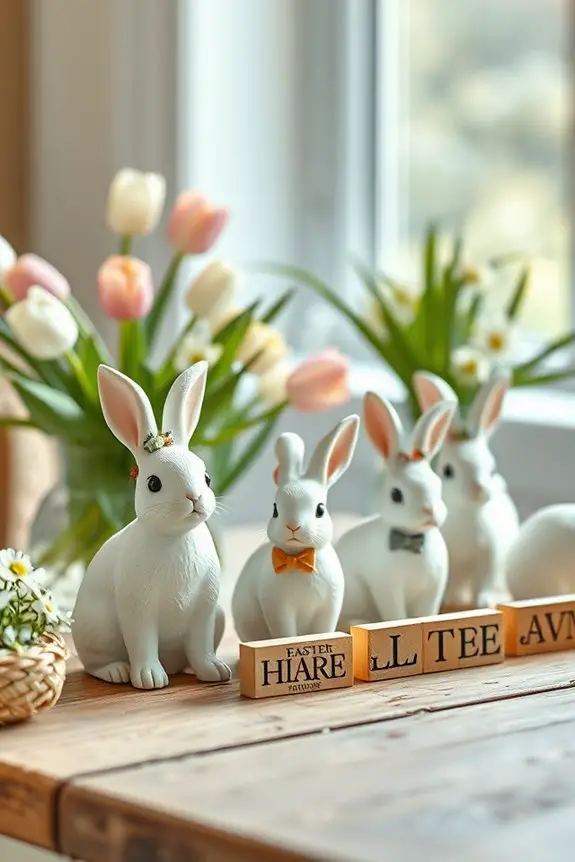 bunny figurines with scripture