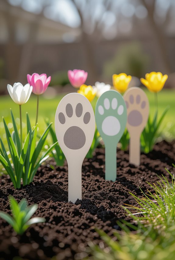 bunny footprint garden stakes