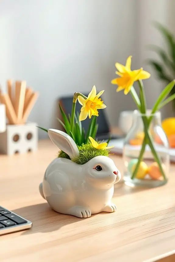bunny themed desk plants care