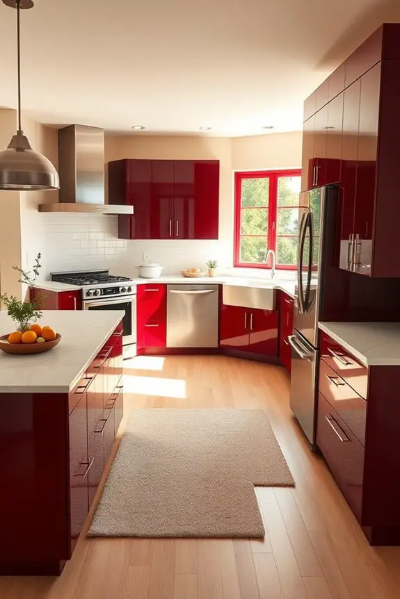burgundy cabinets create elegance