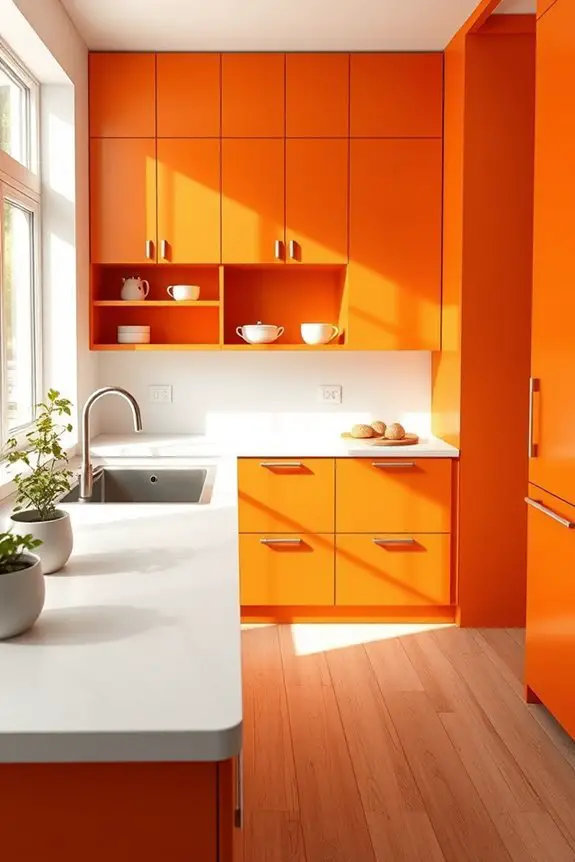 burnt orange minimalist kitchen design