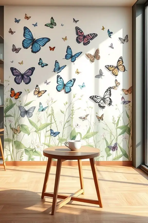 butterfly murals enhance ambiance