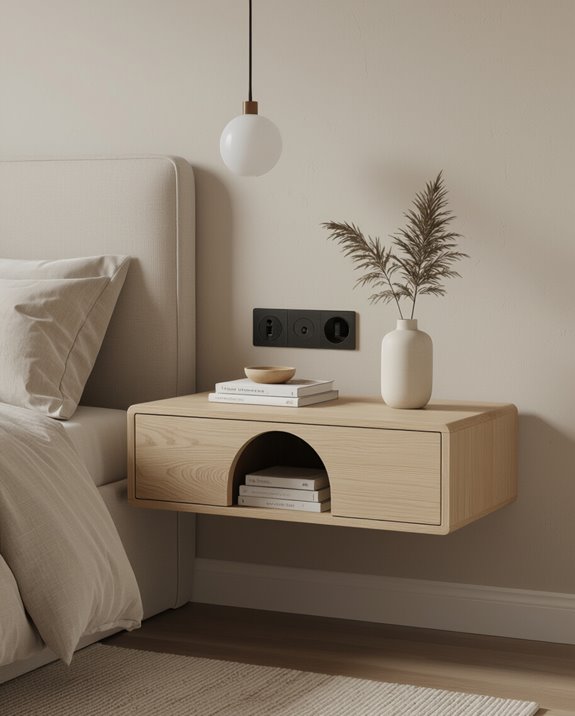 cable friendly floating bedside design
