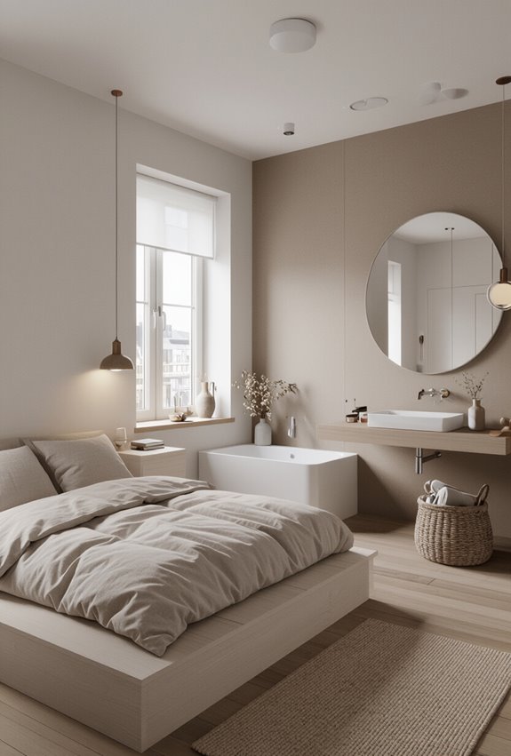 calm scandinavian minimalist small suite