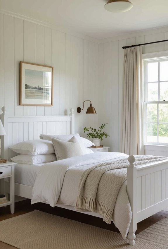 calm white farmhouse with texture