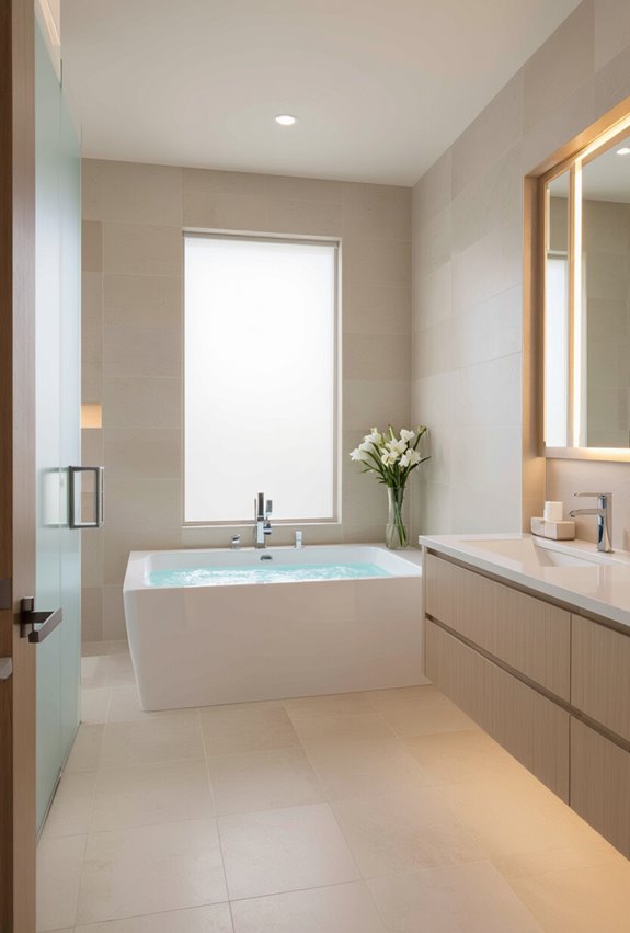 calming curated spa bathroom