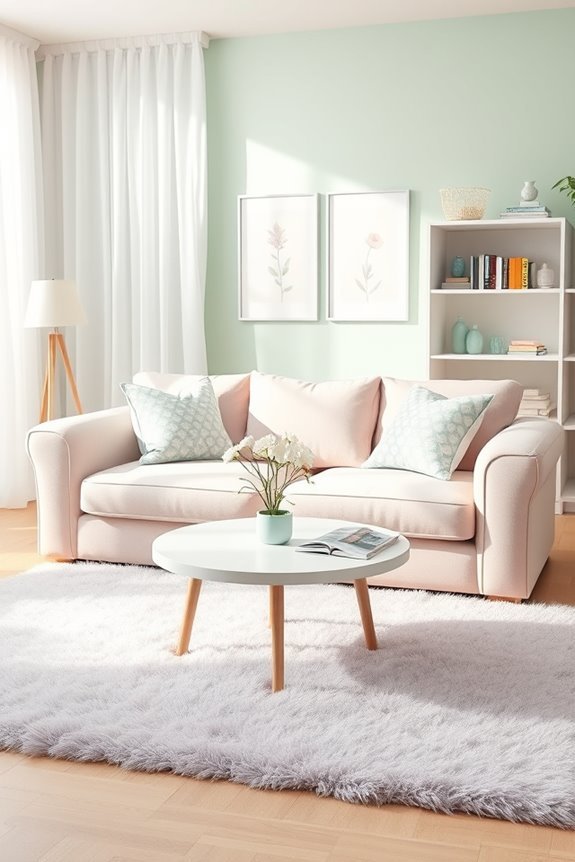 calming pastel living room