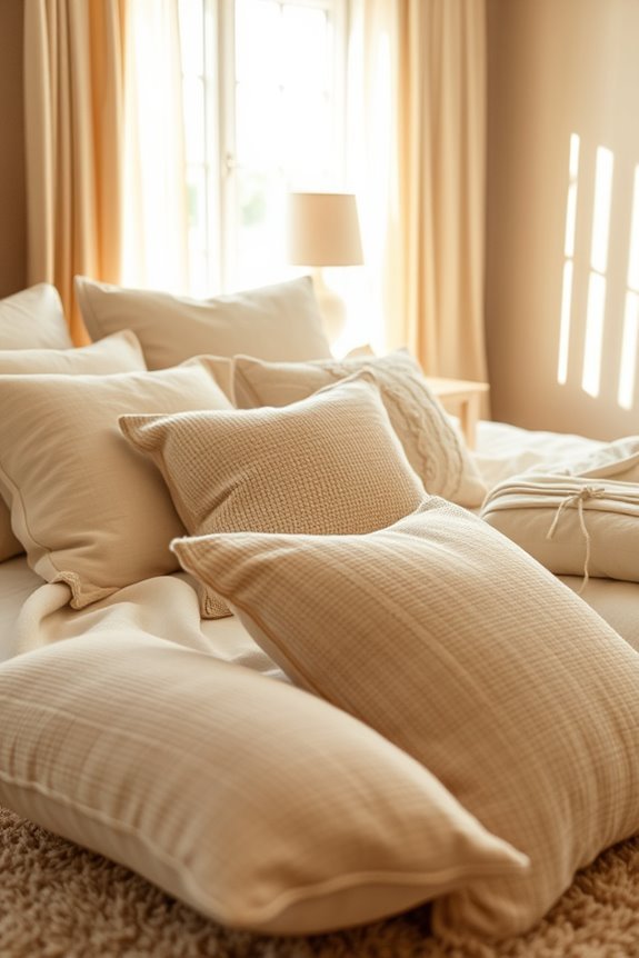 calming soft beige pillows