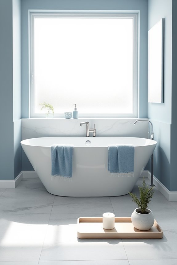 calming steel blue bathroom