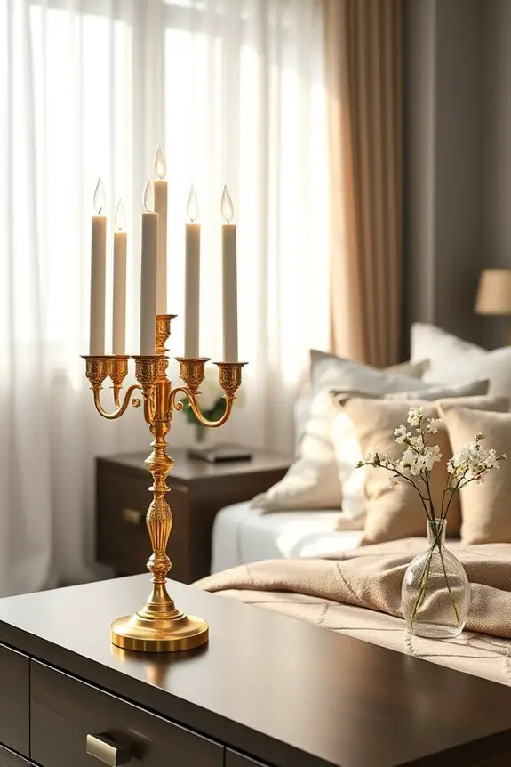 candelabras enhance bedroom elegance