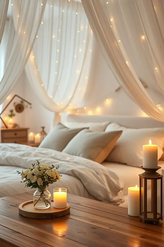 candlelit canopy bedroom retreat