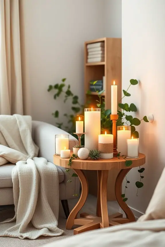 candlelit cozy reading nook