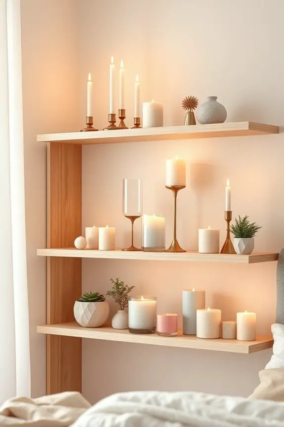 candlelit shelving for ambiance