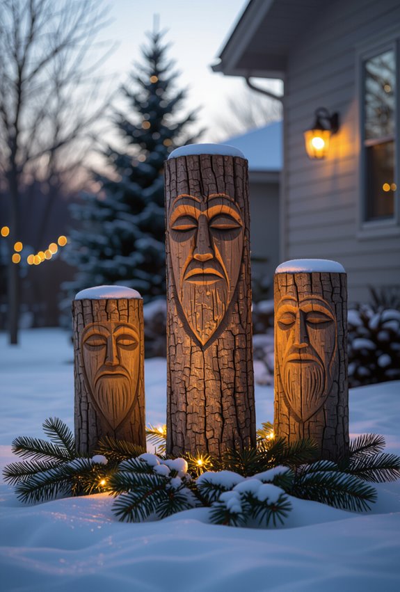 carved log totems creation
