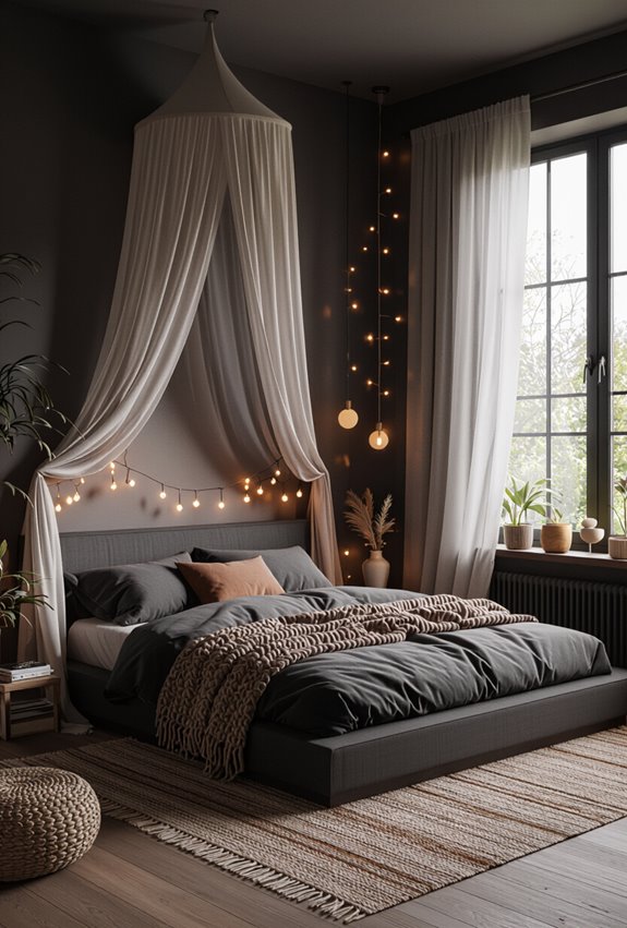 cascading fairy lights and curtains