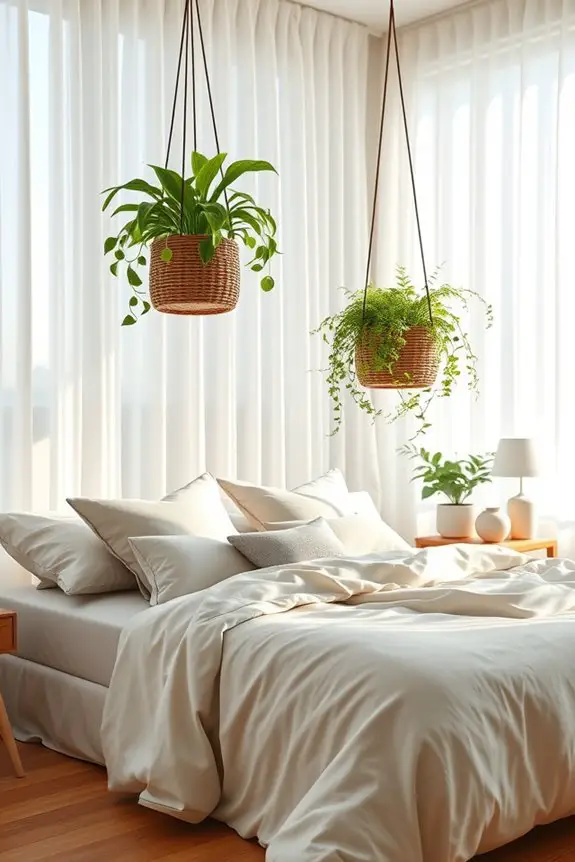 cascading plants above bed