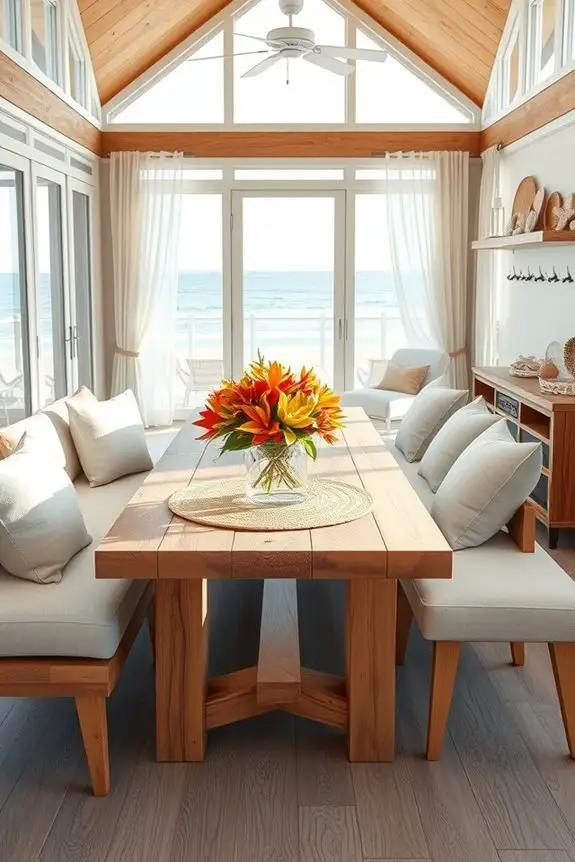 casual beachy dining benches