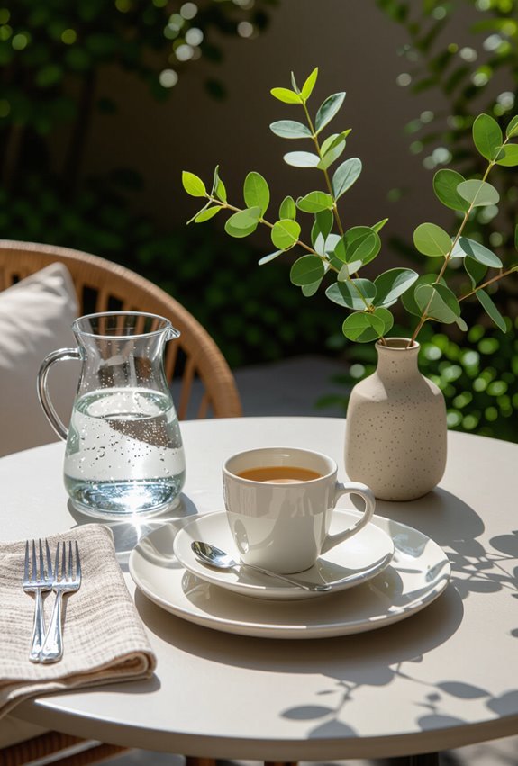 casual curated outdoor cafe tabletops