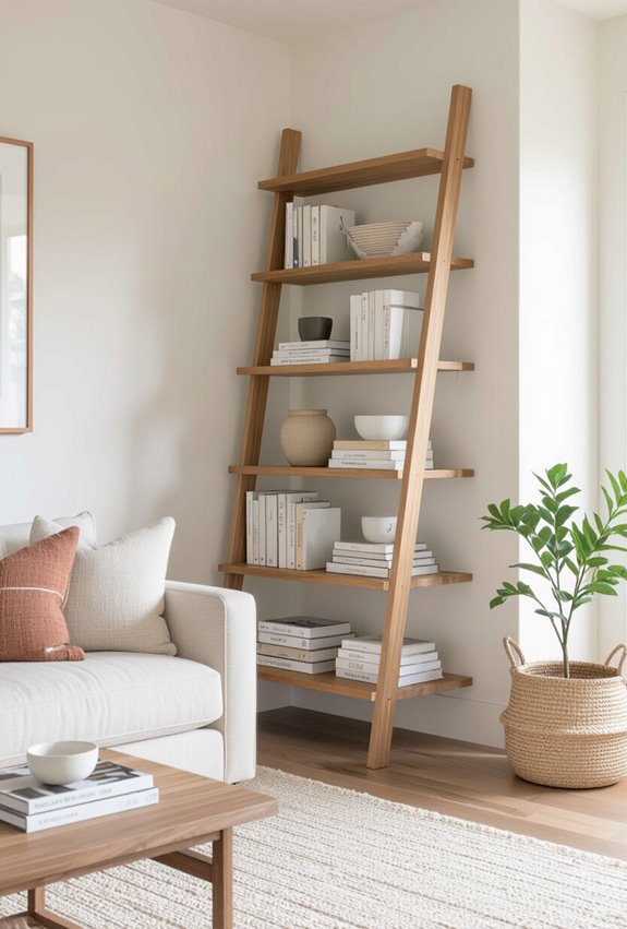 casual layered leaning shelf