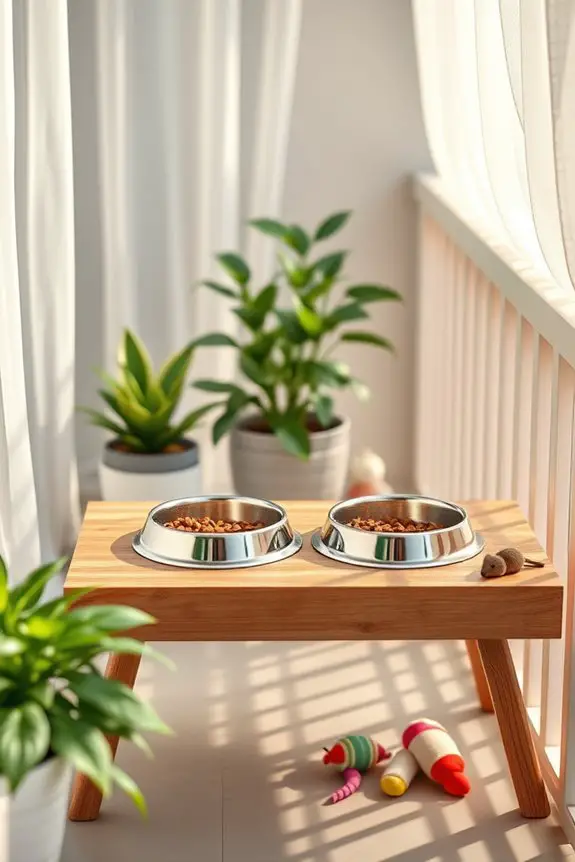 cat feeding station setup