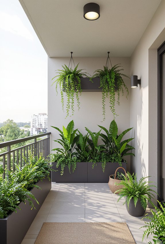 ceiling integrated cascading planter troughs