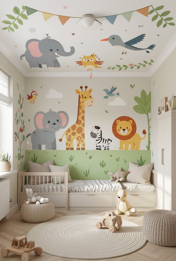 ceiling painted whimsical animal parade