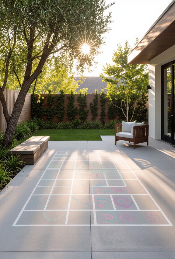 chalk maze and hopscotch