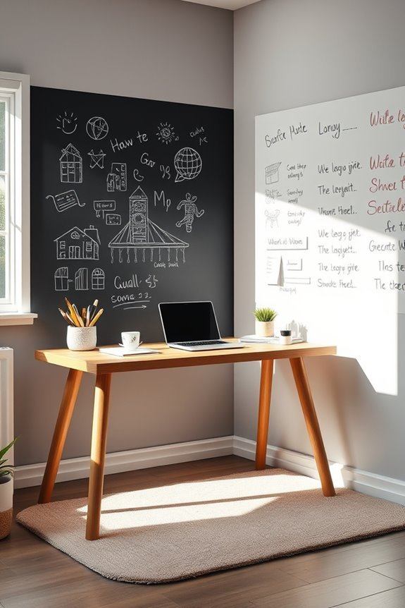 chalkboard and whiteboard walls