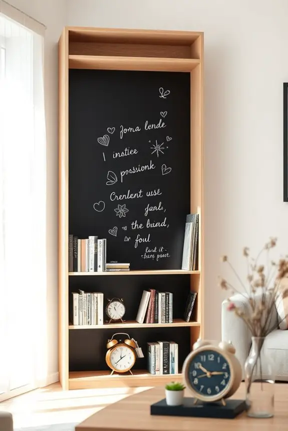 chalkboard creativity for bookshelves