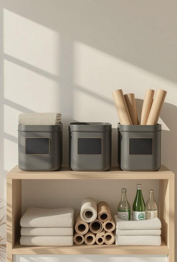 chalkboard labeled adaptable sorting bins