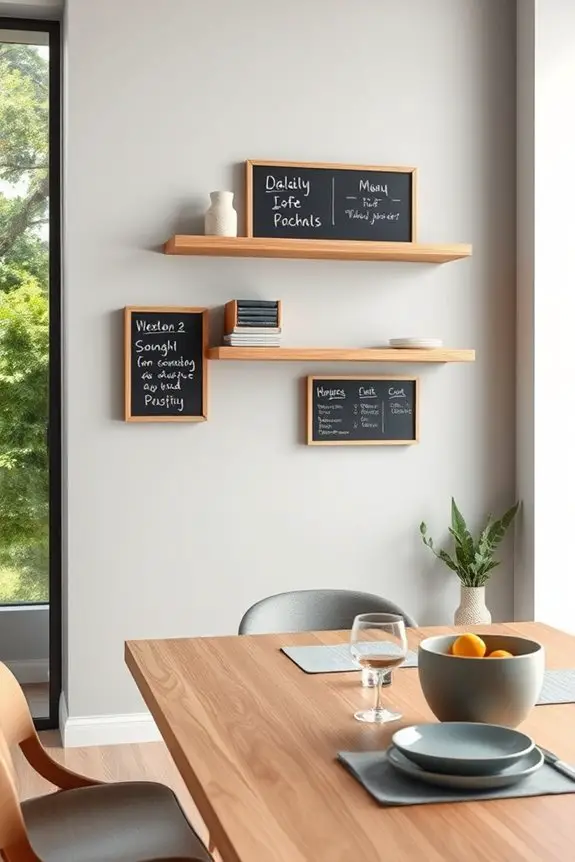chalkboard shelves for organization