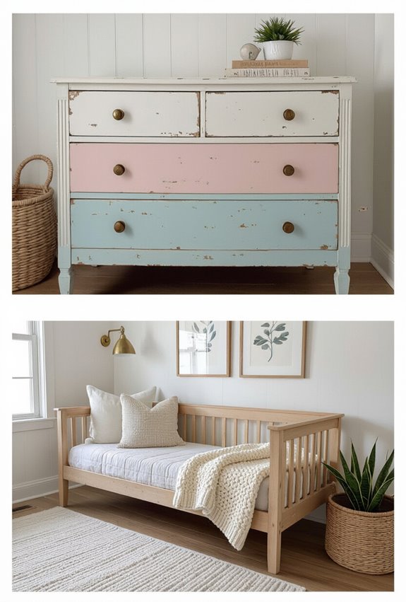chalkpaint stenciled kid friendly dresser